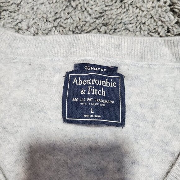 Abercrombie & Fitch Y2K 100% Cashmere Neutral Minimalist V-Neck Sweater - Large - Picture 3 of 8
